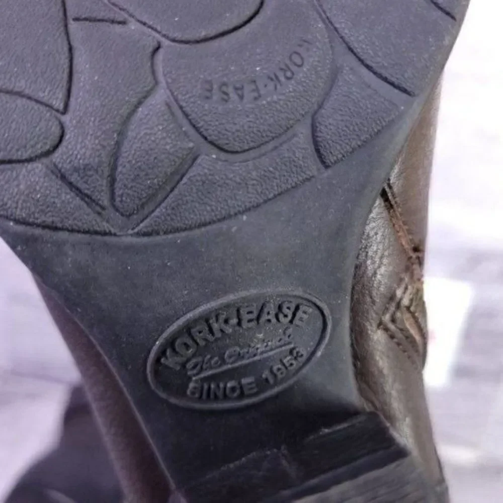 Kork Ease Anki Buckle Strap Leather Heeled Moto Boot Brown Black Women's sz 8 - Picture 8 of 9